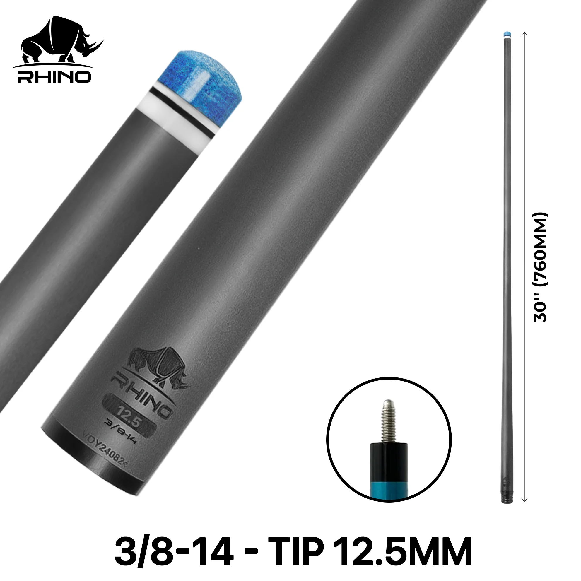Rhino - 30" / 3/8-14 Carbon Pool Cue Single Shaft - Image 11