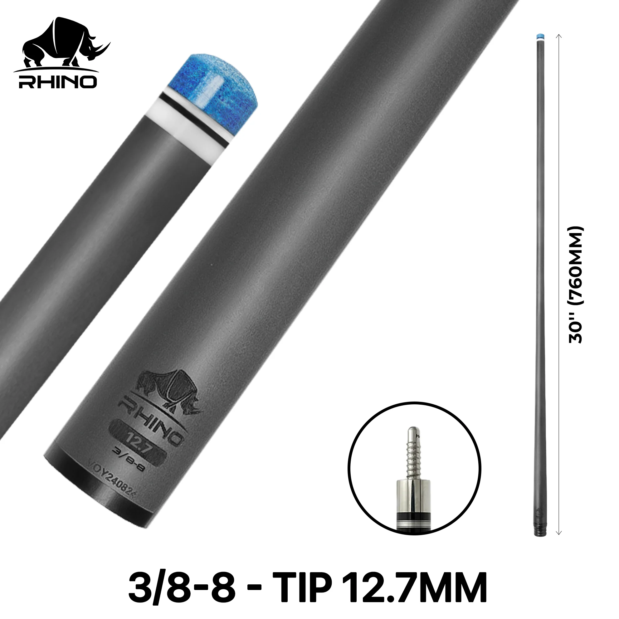 Rhino - 30" / 3/8-8 Carbon Pool Cue Single Shaft - Image 13