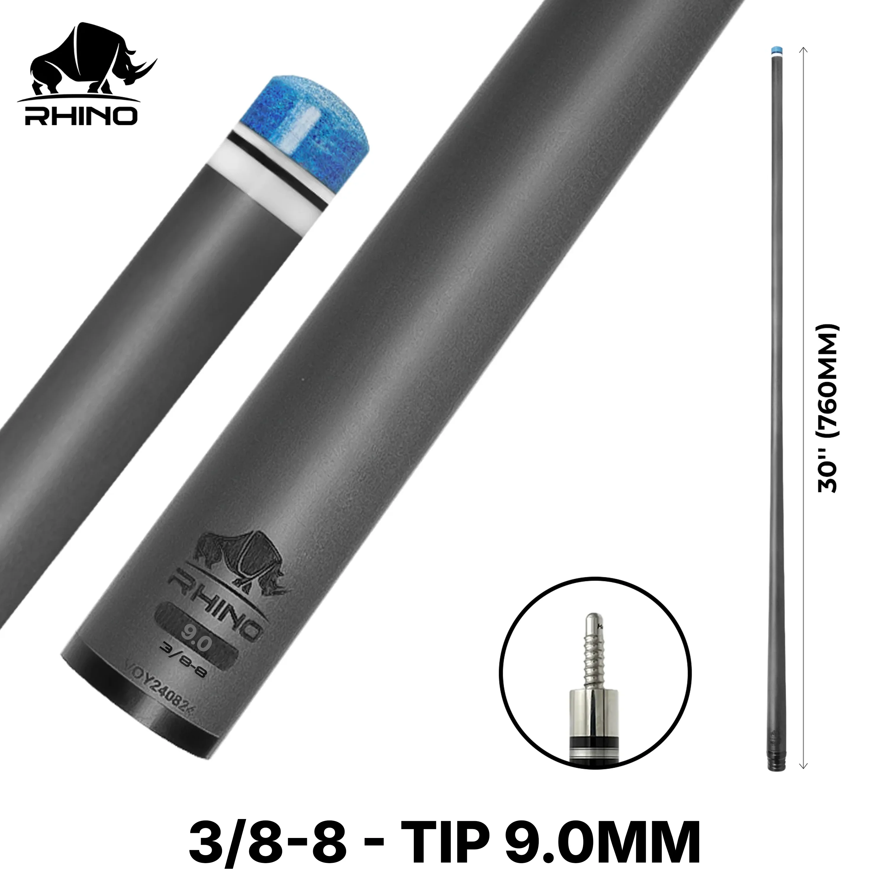 Rhino - 30" / 3/8-8 Carbon Pool Cue Single Shaft - Image 17