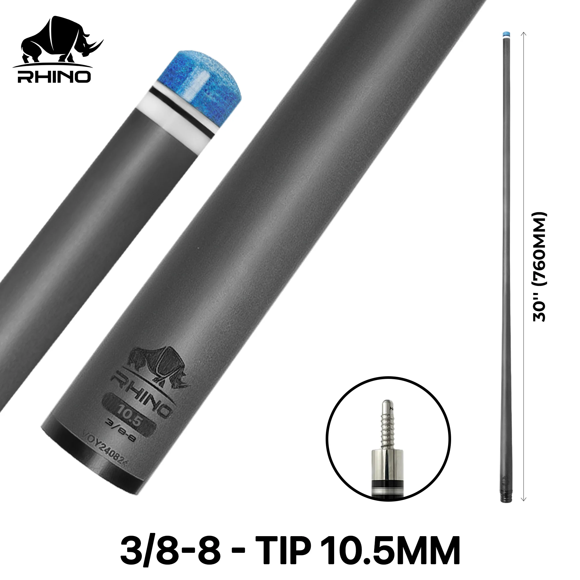 Rhino - 30" / 3/8-8 Carbon Pool Cue Single Shaft - Image 7