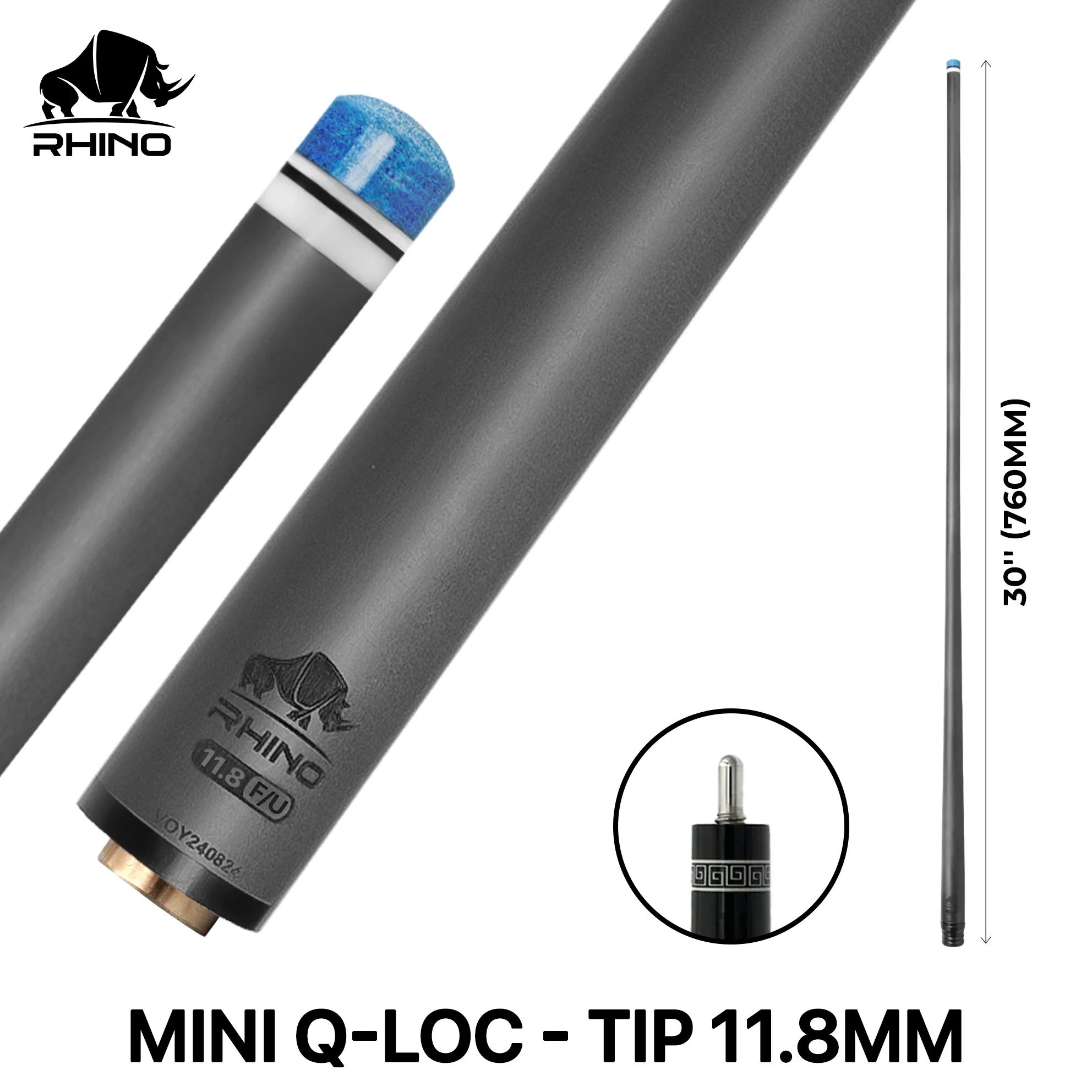 Rhino - 30" / Mini Q-loc F/U Carbon Pool Cue Single Shaft - Image 8