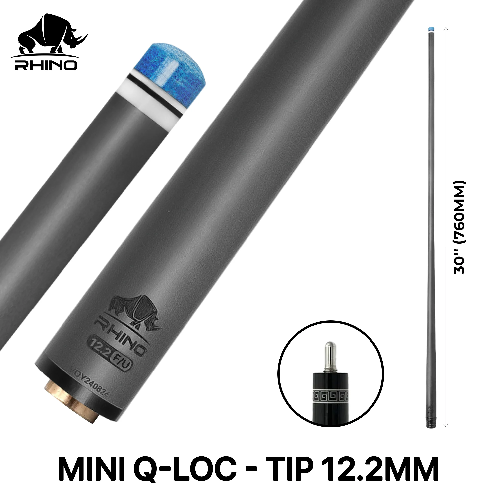 Rhino - 30" / Mini Q-loc F/U Carbon Pool Cue Single Shaft - Image 9
