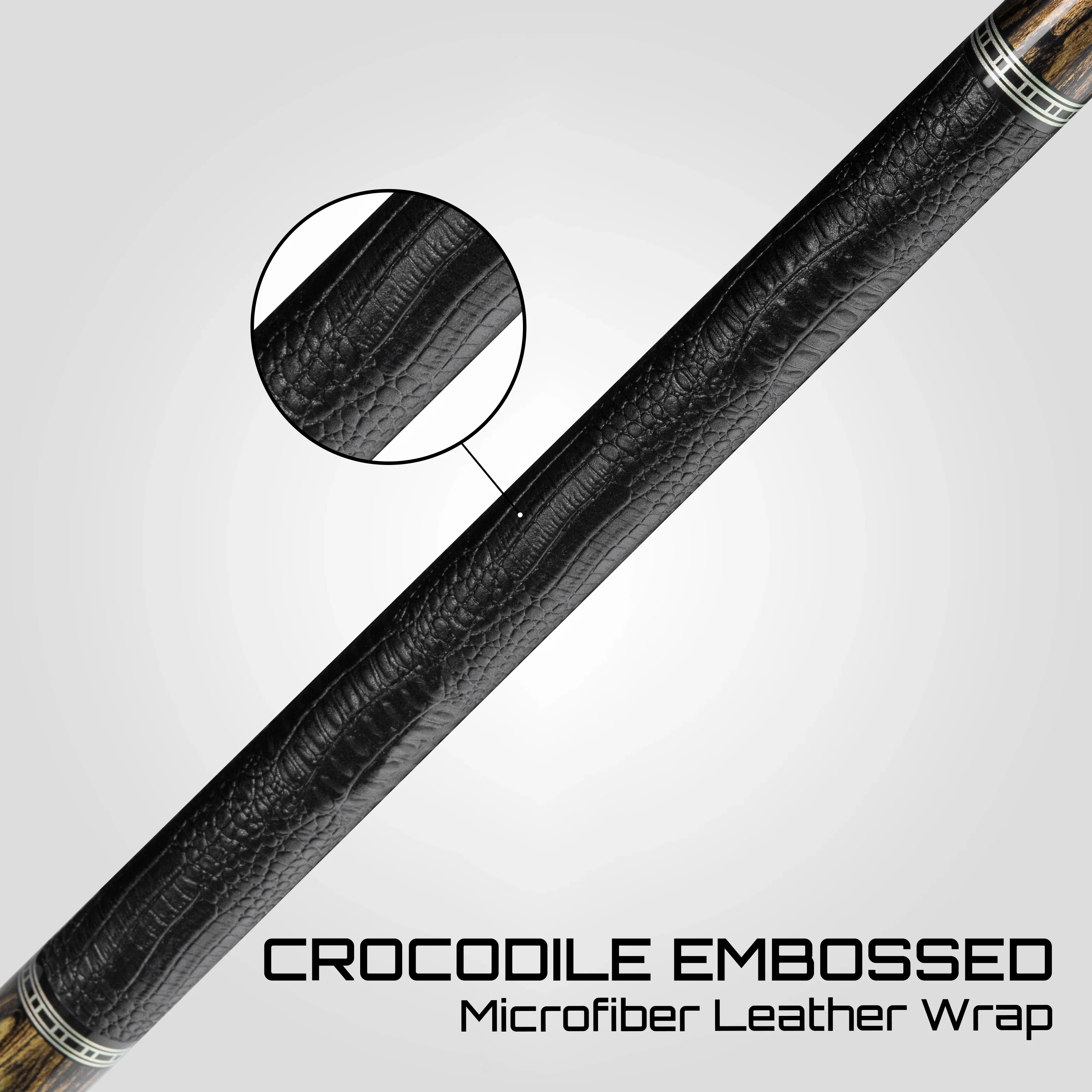Rhino RETRÔ Pool Cue - Bocote - Crocodile Embossed Microfiber Leather Wrap - Image 5