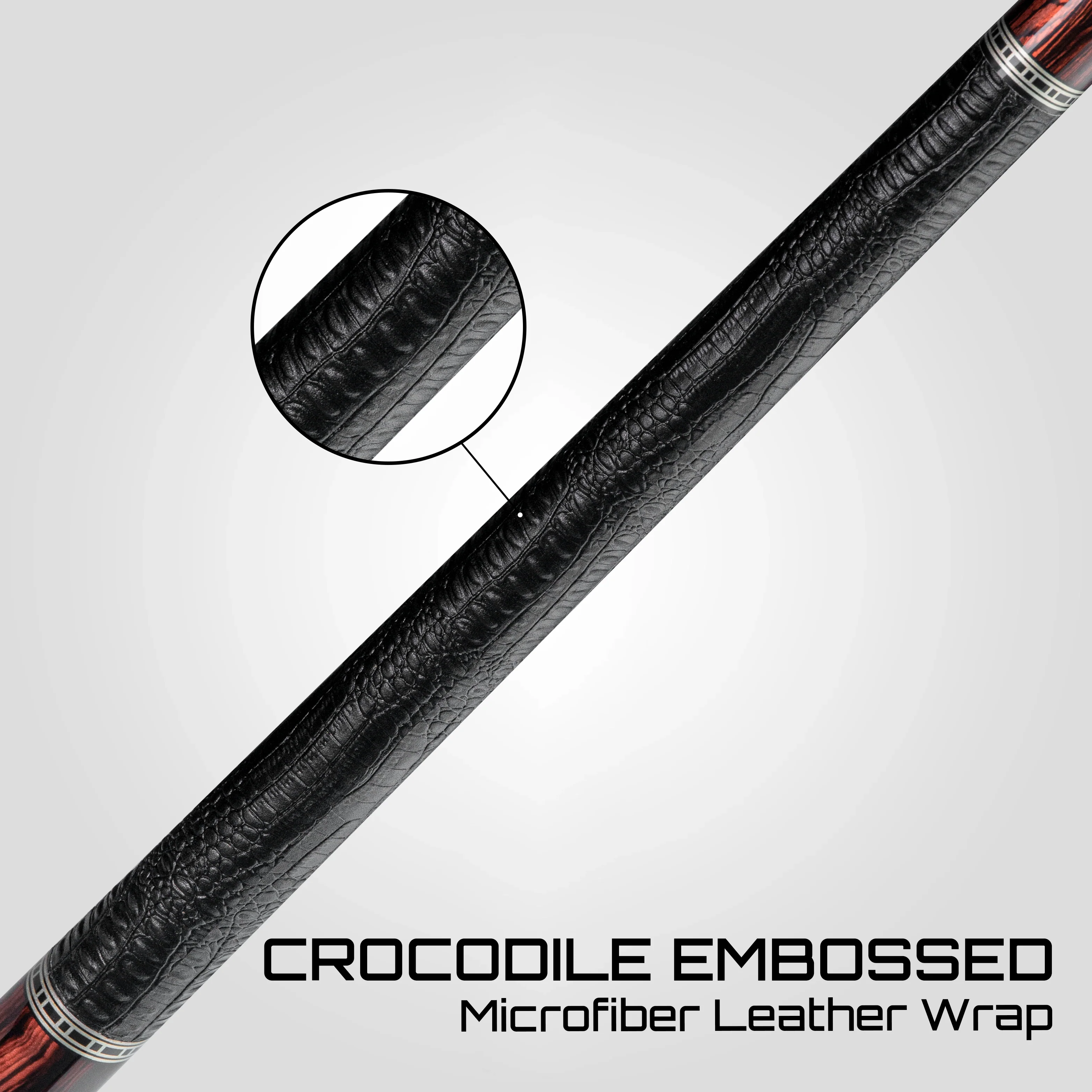 Rhino RETRÔ Pool Cue - Cocobolo - Crocodile Embossed Microfiber Leather Wrap - Image 5