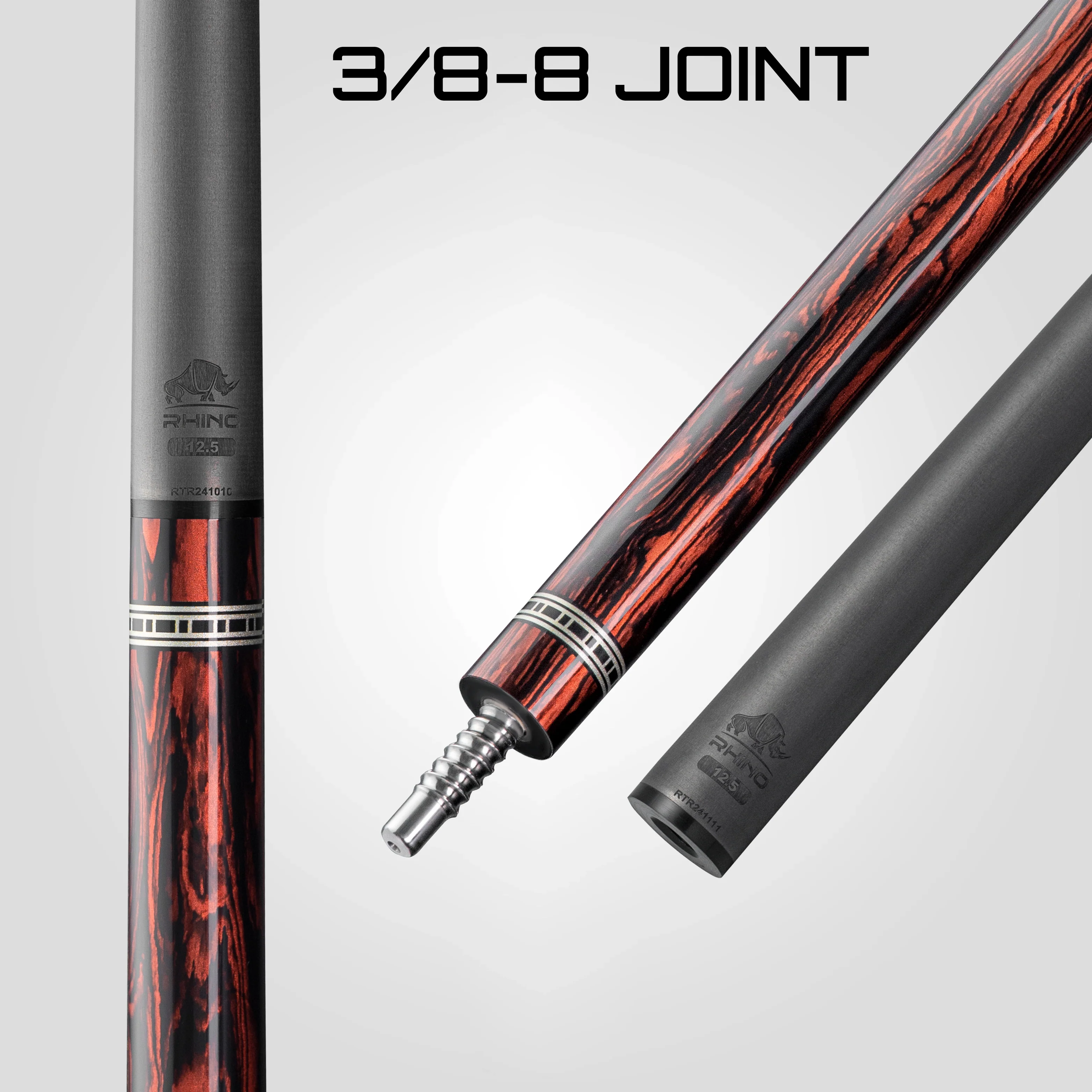 Rhino RETRÔ Pool Cue - Cocobolo - Crocodile Embossed Microfiber Leather Wrap - Image 7