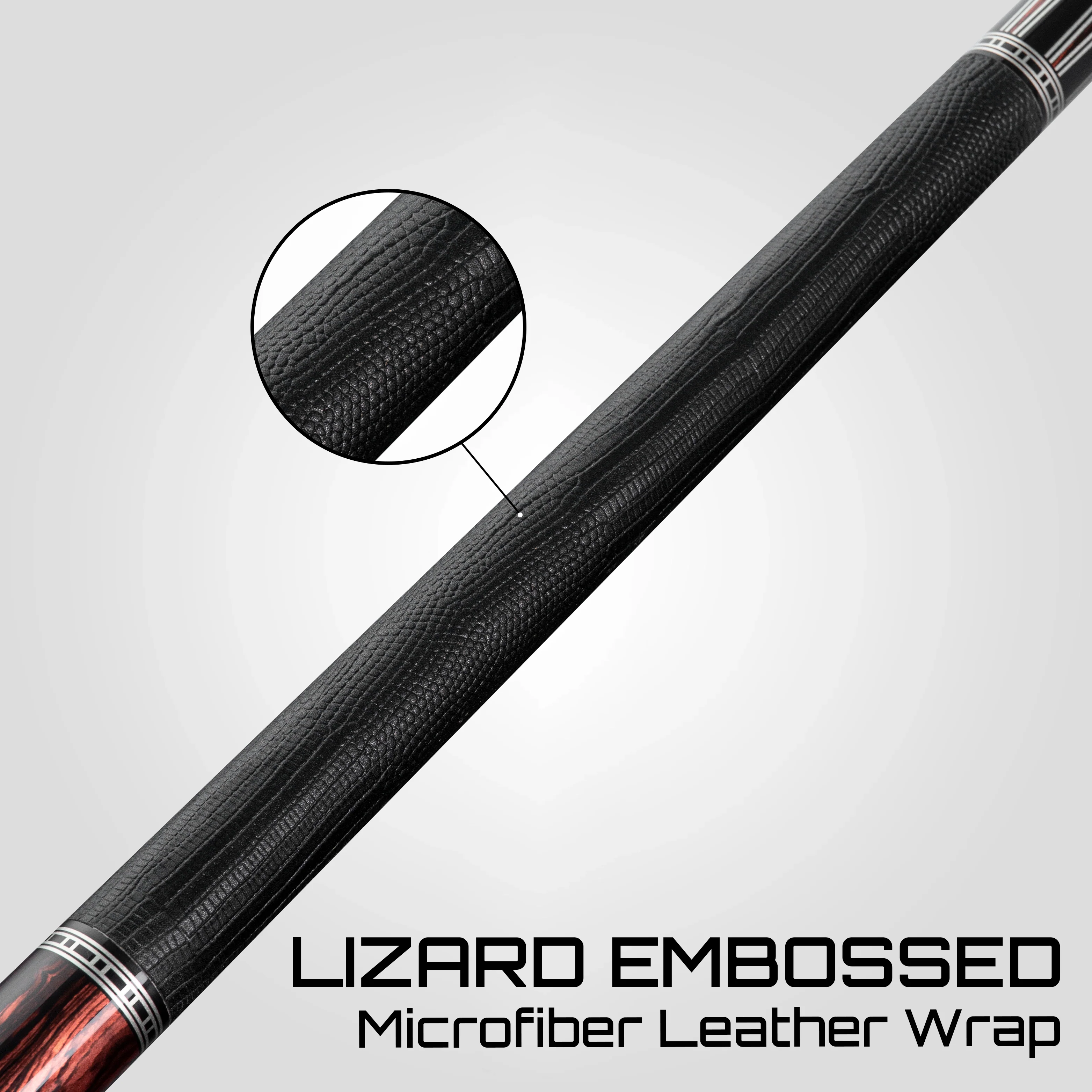 Rhino RETRÔ Pool Cue - Cocobolo - Lizard Embossed Microfiber Leather Wrap & Point - Image 5