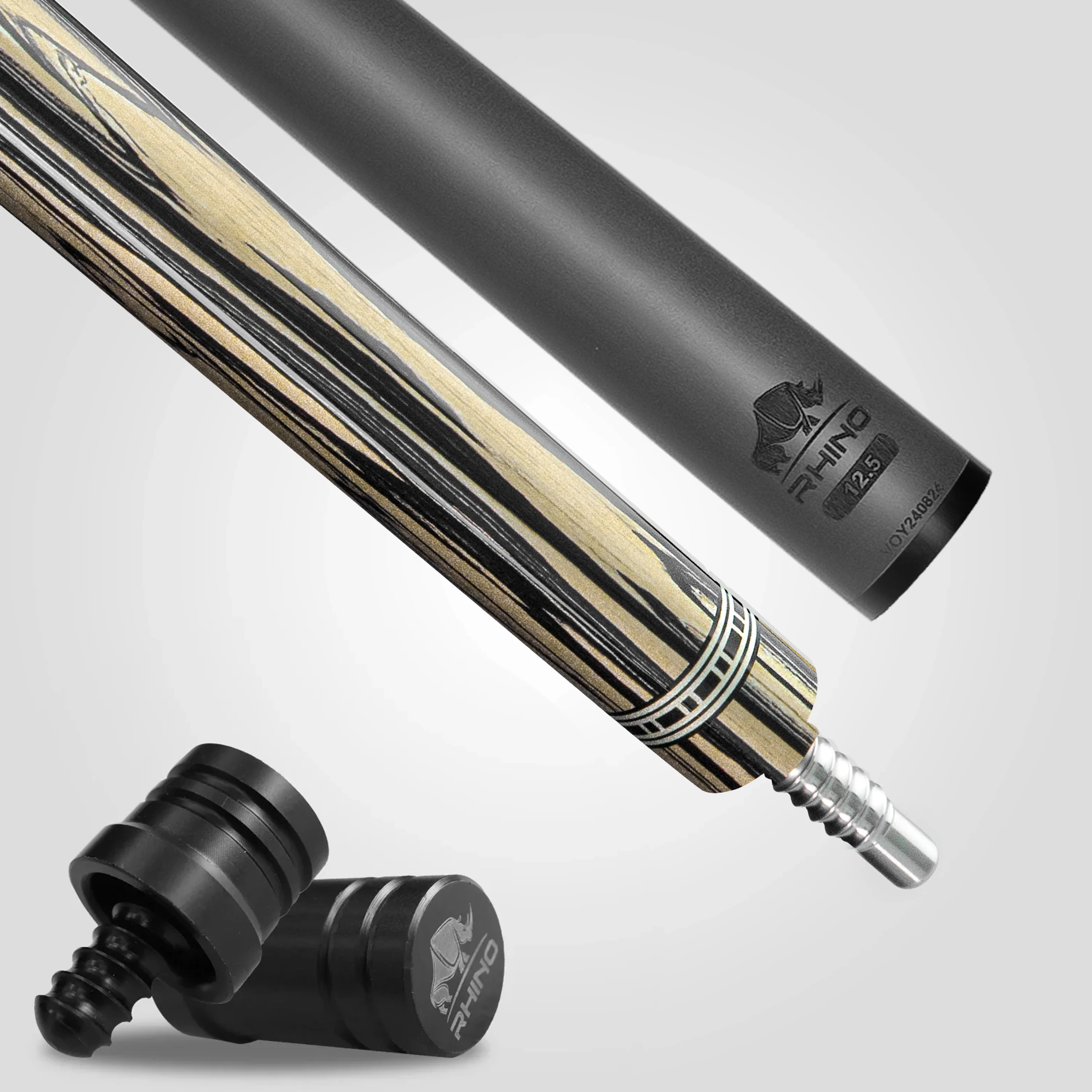 Rhino RETRÔ Pool Cue - Pale Moon Ebony - Crocodile Embossed Microfiber Leather Wrap - Image 8