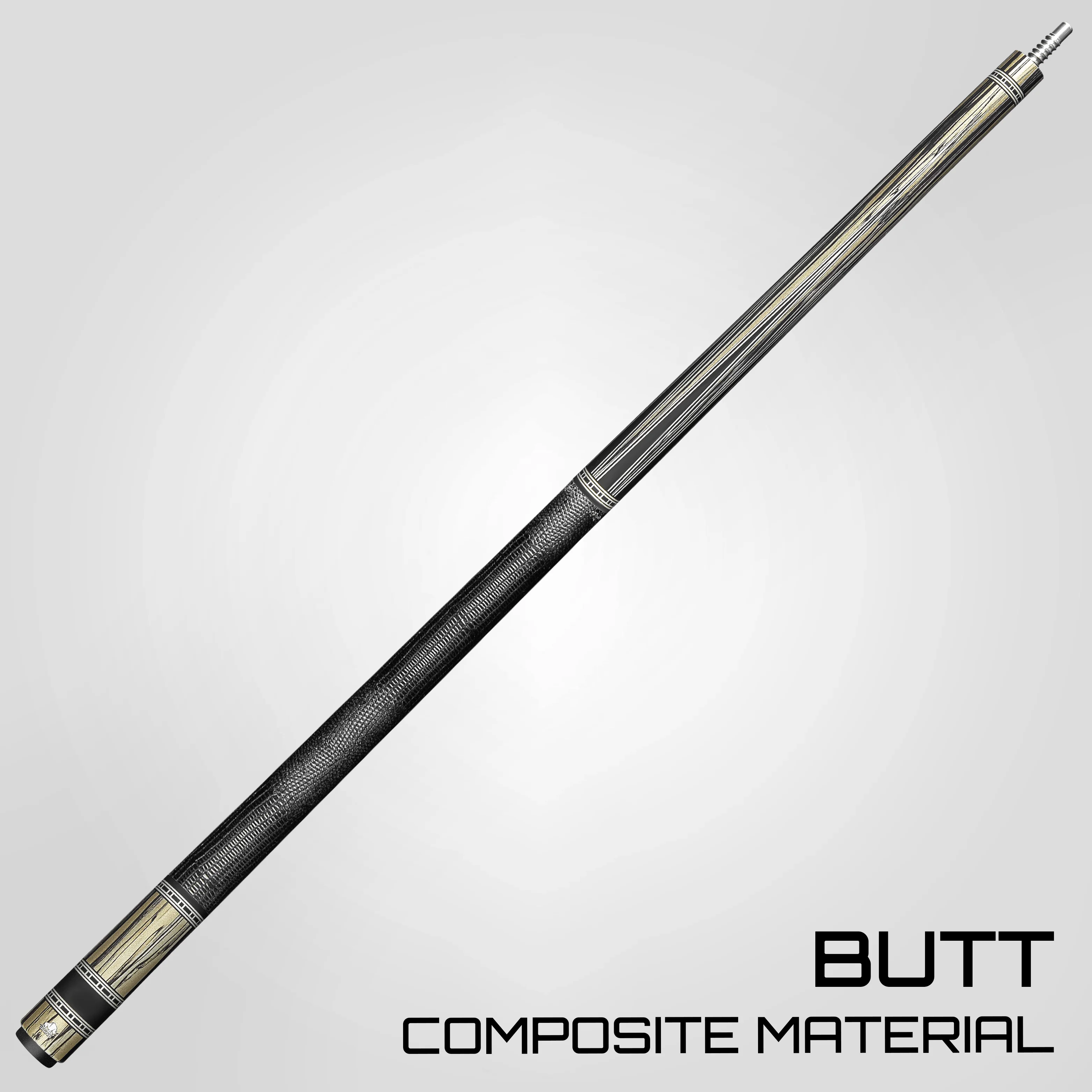 Rhino RETRÔ Pool Cue - Pale Moon Ebony - Lizard Embossed Microfiber Leather Wrap & Point - Image 3