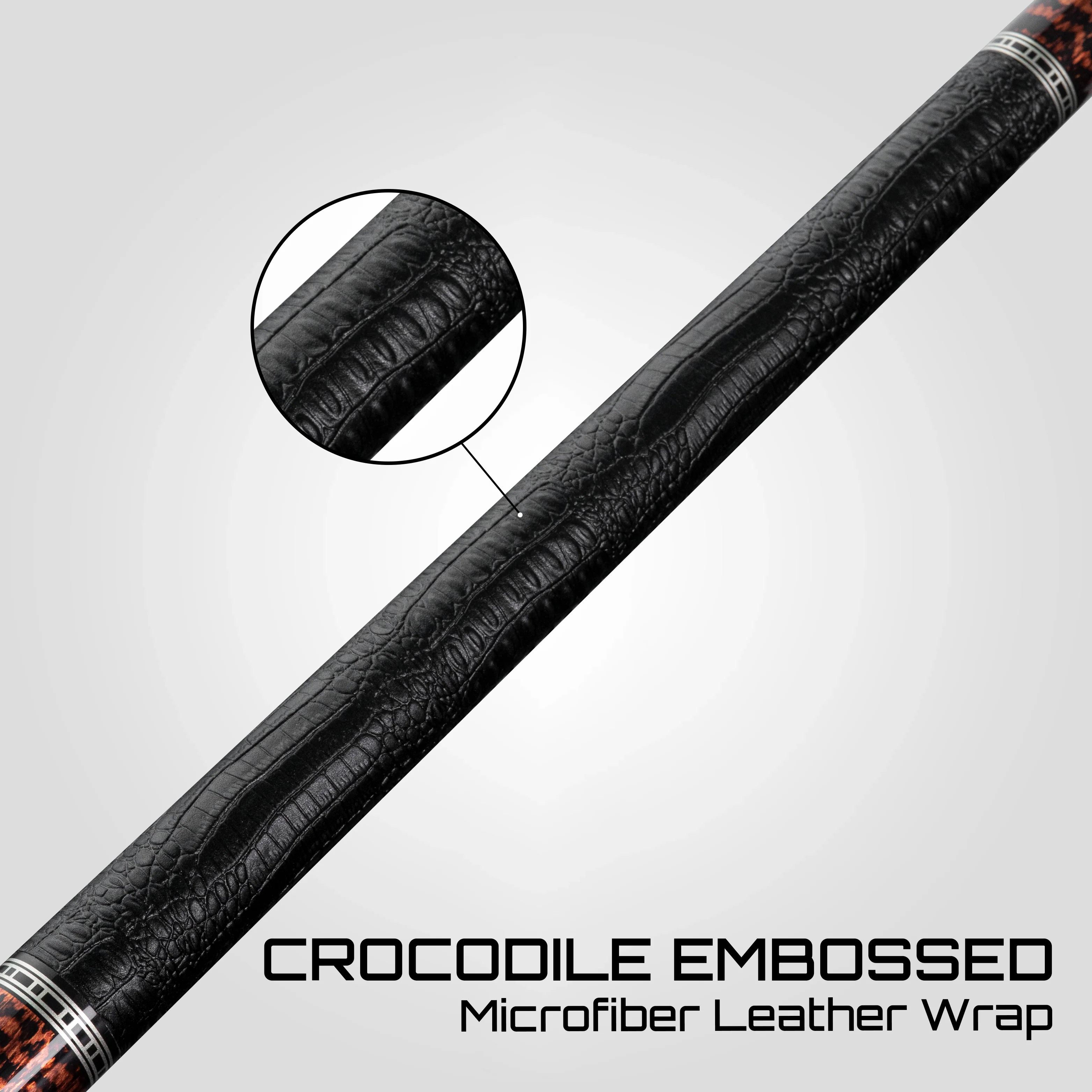 Rhino RETRÔ Pool Cue - Snake - Crocodile Embossed Microfiber Leather Wrap - Image 5