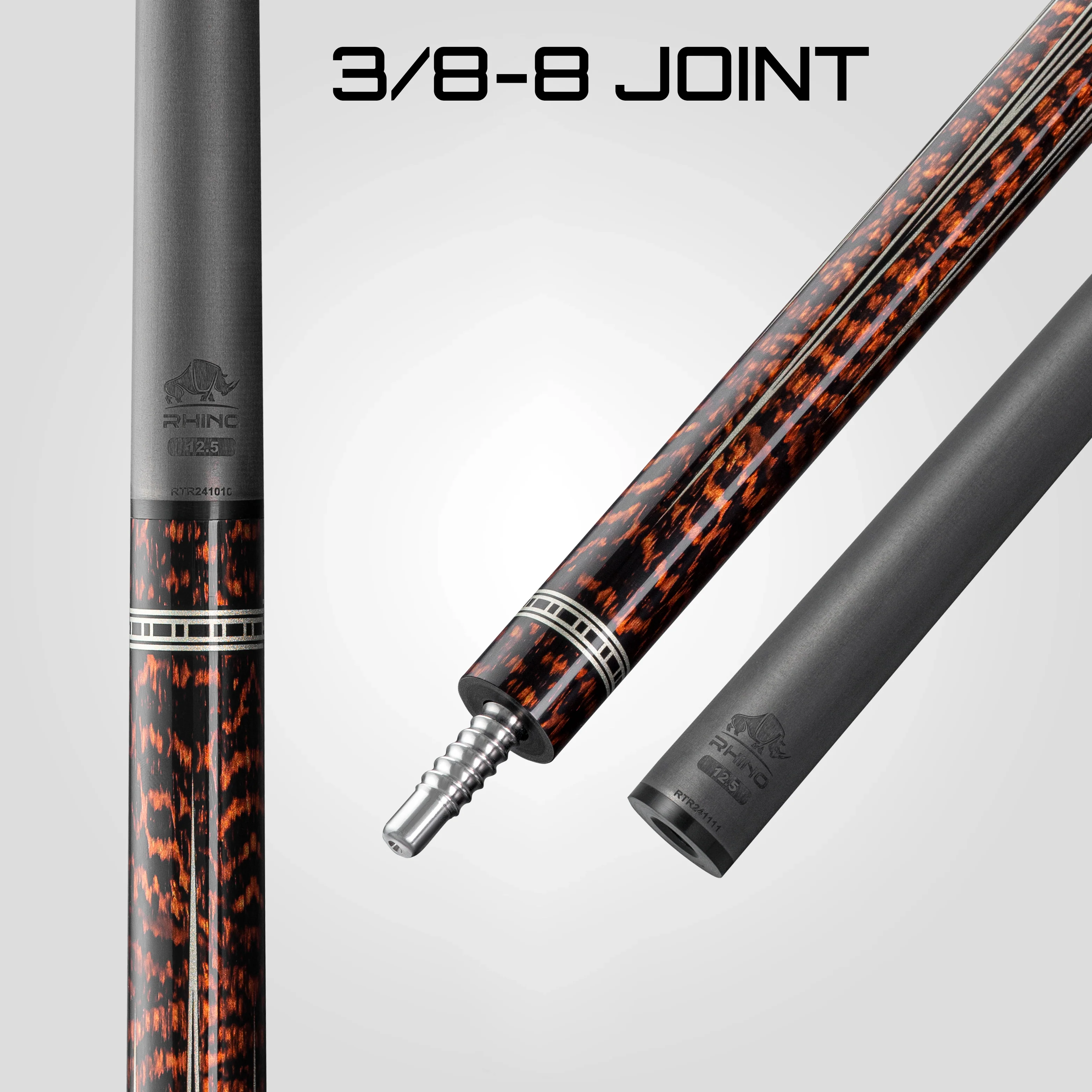 Rhino RETRÔ Pool Cue - Snake - Lizard Embossed Microfiber Leather Wrap & Point - Image 7