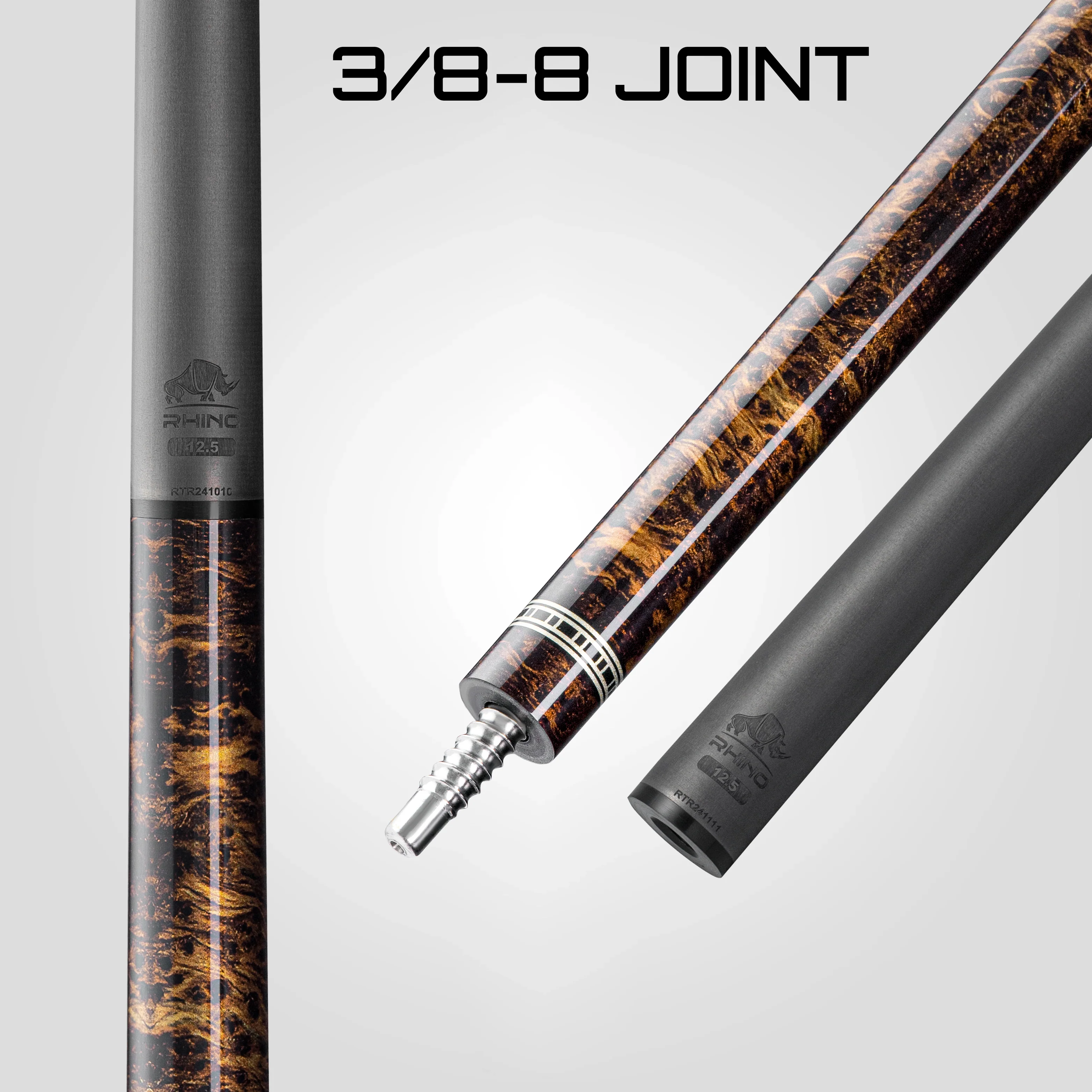 Rhino RETRÔ Pool Cue - Thuya - Crocodile Embossed Microfiber Leather Wrap - Image 7